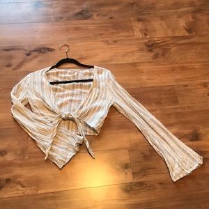 Striped Tie-Front Crop Top